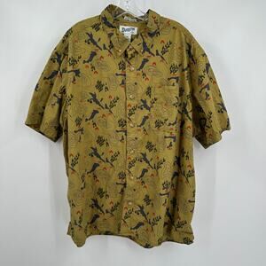 Duluth Untucked Mens‎ Button Up Shirt Size 2XL Green Topical Map Hiking Camping